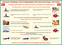 Таблица "Порядок действий при коматозном состоянии пострадавшего" (100х140 сантиметров, винил) - fgospostavki.ru - Владимир