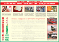 Таблица "Действия при пожаре на предприятии" (100х140 сантиметров, винил) - fgospostavki.ru - Владимир