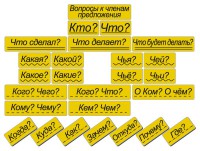 Набор магнитных карточек "Вопросы к членам предложения" (фон жёлтый) - fgospostavki.ru - Владимир