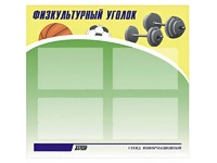 Стенд информационный "Физкультурный уголок" (80х75 сантиметров, 4 кармана, алюминиевый профиль) - fgospostavki.ru - Владимир