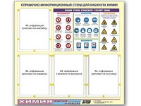 Стенд информационный "Правила техники безопасности в кабинете химии" (80х75, 4 кармана) - fgospostavki.ru - Владимир