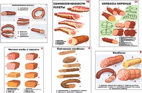Плакаты ПРОФТЕХ "Ассортимент колбасной и мясной продукции" (11 пл, винил, 70х100) - fgospostavki.ru - Владимир