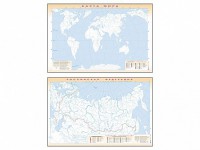 Фрагмент (демонстрационный) маркерный (двухсторонний) "Карта мира и Российской Федерации" (немая) с комплектом тематических магнитов - fgospostavki.ru - Владимир