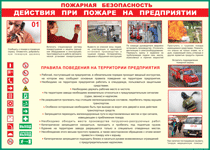 Таблица "Действия при пожаре на предприятии" (100х140 сантиметров, винил) - fgospostavki.ru - Владимир