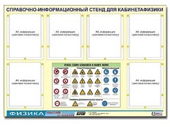 Стенд информационный "Правила техники безопасности в кабинете физики" (80х110, 6 карманов) - fgospostavki.ru - Владимир