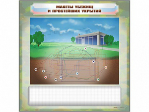 Магнитно-маркерная доска "Макеты убежищ и простейших укрытий" с комплектом фолий и тематических магнитов - fgospostavki.ru - Владимир