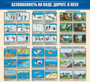 Стенд "Безопасность на воде, дороге, в лесу" - fgospostavki.ru - Владимир