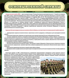 Стенд "Основы военной службы" - fgospostavki.ru - Владимир