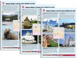 Комплект таблиц по географии "Уникальные объекты Европейской части России" раздаточные (цветные, ламинированные, А4, 12 штук) - fgospostavki.ru - Владимир