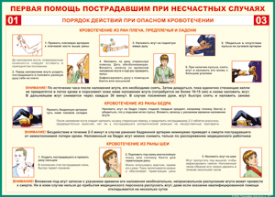 Таблица "Порядок действий при опасном кровотечении" (100х140 сантиметров, винил) - fgospostavki.ru - Владимир