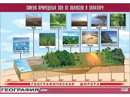 Таблица демонстрационная "Смена природных зон от полюсов к экватору" (винил 70*100) - fgospostavki.ru - Владимир