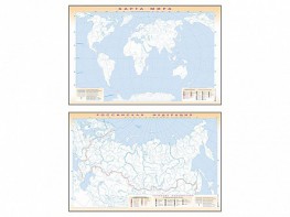 Фрагмент (демонстрационный) маркерный (двухсторонний) "Карта мира и Российской Федерации" (немая) с комплектом тематических магнитов - fgospostavki.ru - Владимир