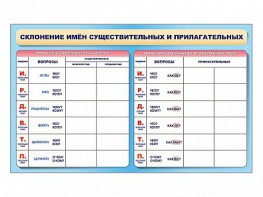 Фрагмент (демонстрационный) маркерный (двухсторонний) "Склонение имен существительных и прилагательных" - fgospostavki.ru - Владимир